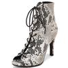 Mode Peeptoe Sommer Frühling Stiefeletten für Damen Sexy Absätze Jazz Tanzschuhe Damen Schnürschuhe Schwarz Rot Leopard Partyschuh Weiblich