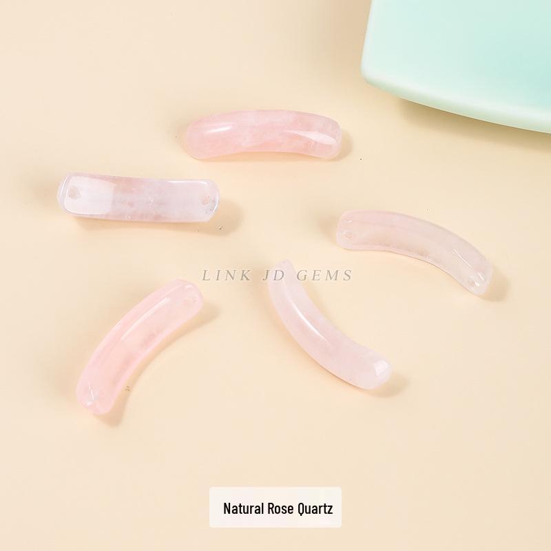 

36x10мм Натуральный Розовый Кварц Изогнутая Трубка Браслет Маджонг Аксессуары для Волос DIY Ювелирные Изделия 36-38*10*7-8mm