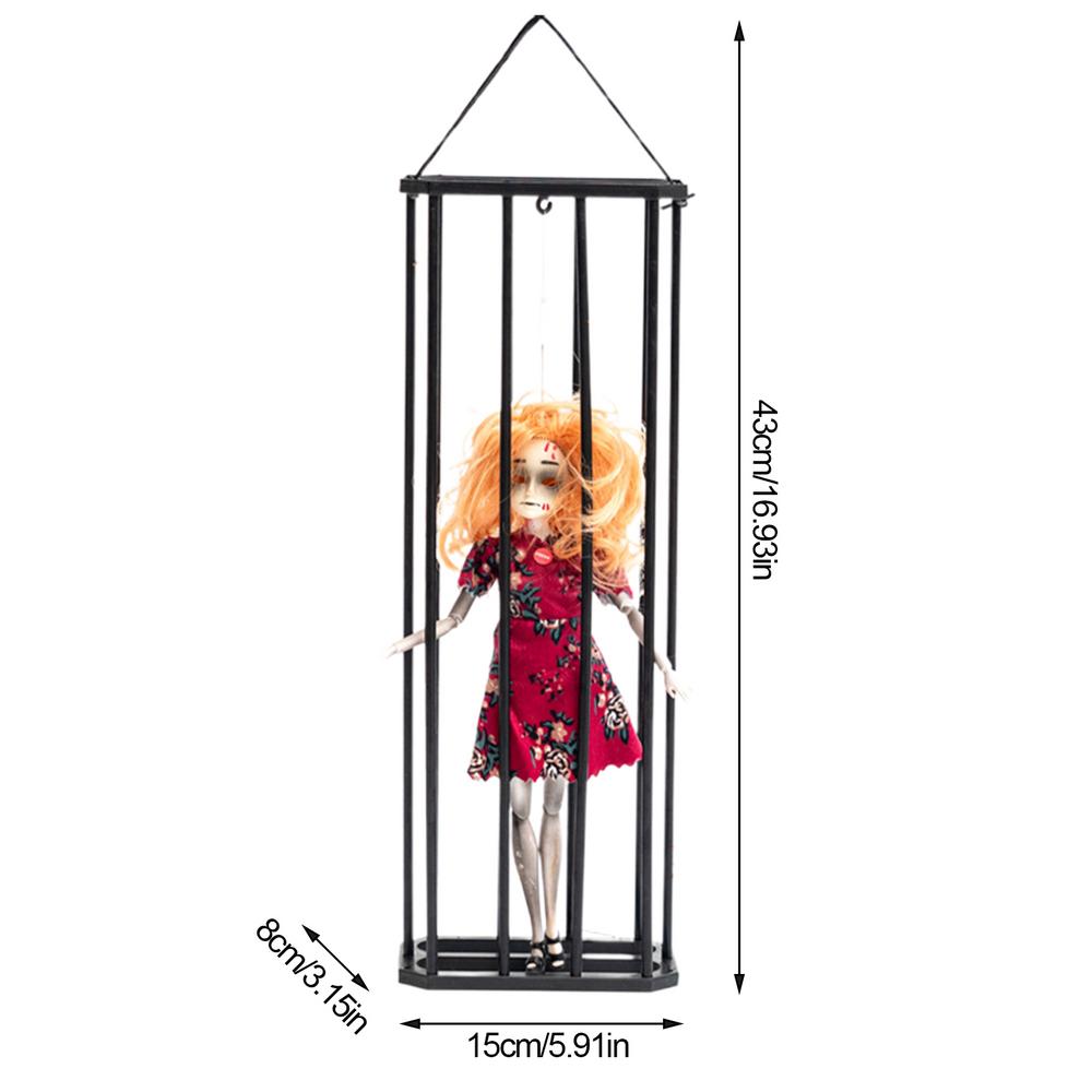 Halloween prisoner ghost ornaments horror prisoner ghost pendant induction cage ornaments prank props holiday decoration