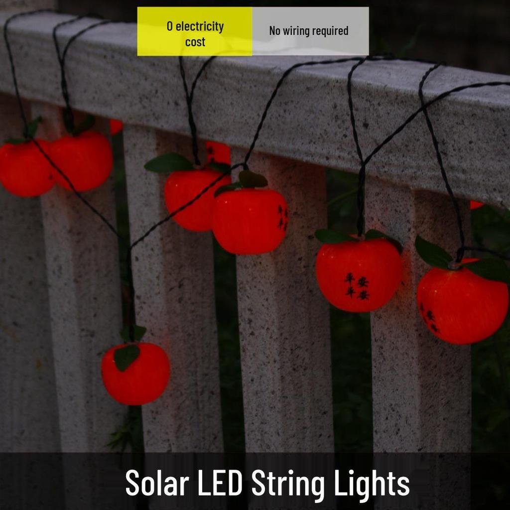 Waterproof Solar Fruit String Lights: Apple & Orange Harvest Festival Decoration