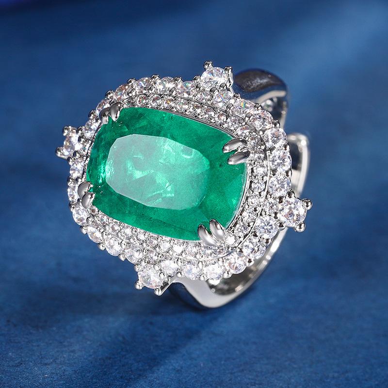 Jewelry Copper Bottom Gold-Plated Simulation Emerald Retro Set Heroine Stone 10 * 14