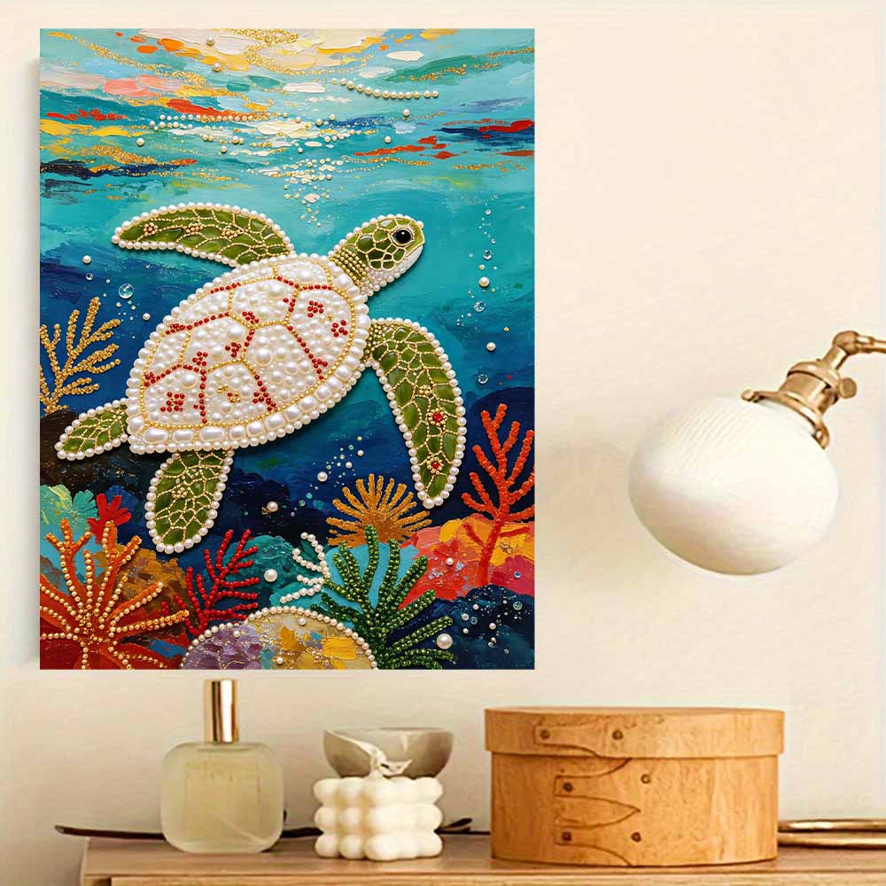 Shiny Pearl Sea Turtle Ocean Life DIY Painting Creative Bead Art Craft Household Wall Decoration Nice Present For Art Hobbyists Family Decor