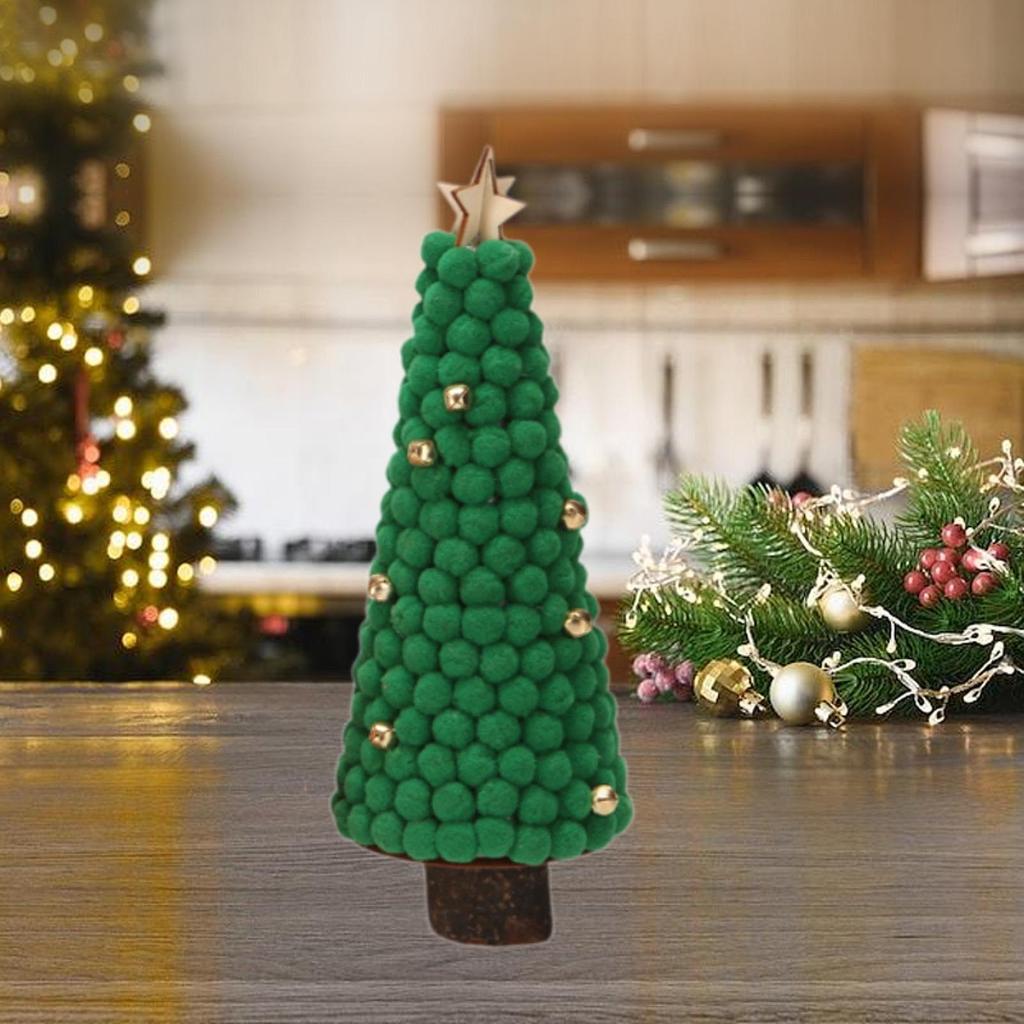 Wood Sculpture Christmas Tree Statue Decoration Collection Xmas Tree Figurine Ornament for Indoor Cabinet Office Housewarming