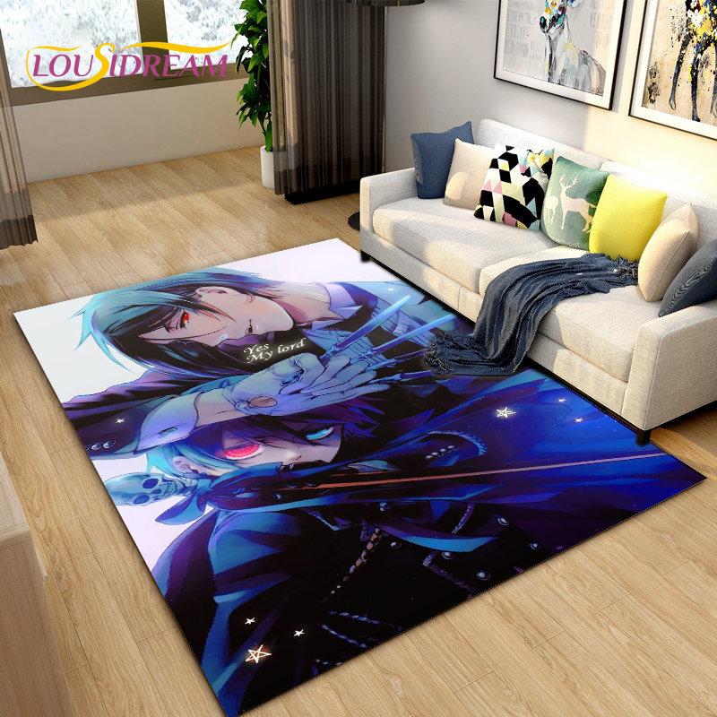 Black Butler Anime Cartoon Area Rug,Carpet Rug for Living Room Bedroom Sofa Doormat Decoration, Kids Play Non-slip Floor Mat