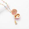Zinc Zinc Alloy Pendant Choker Pink Gold Color Pentagram Heart Ring Opening Closing Phase Box Necklace  Women