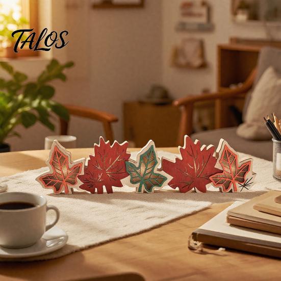 Autumn Harvest Table Decor Fall Thanksgiving LED Tabletop Decor, Maple Leaf Themed Lighted Wooden Decorations for Home Centerpiece, Ornament