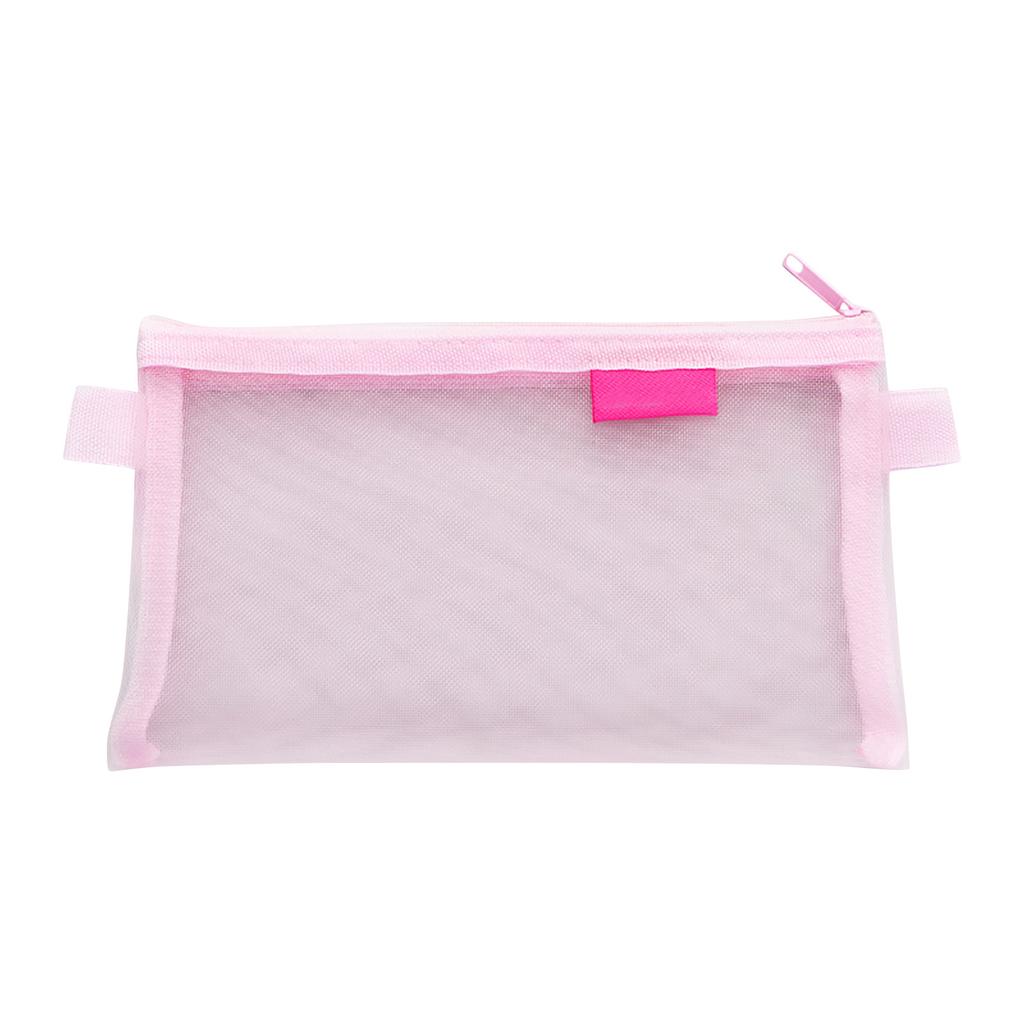 Multifunctional Mesh Pen Bag Zipper Mesh Bags Clear Pencil Case Organizer Cosmetics Makeup Bag