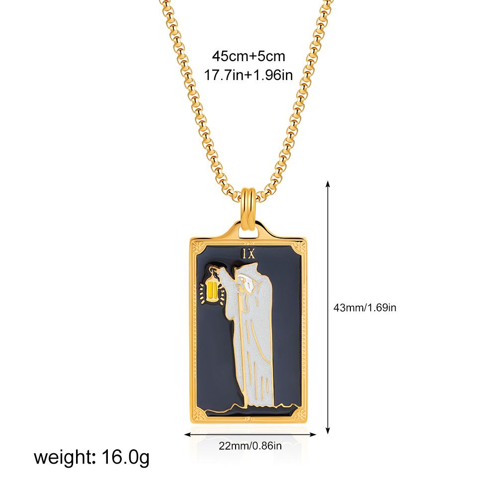 New Design Colorful Enamel Tarot Cards Pendant Necklaces 18K Gold Plated Sun Star Moon Box Chain Choker Jewelry for Women