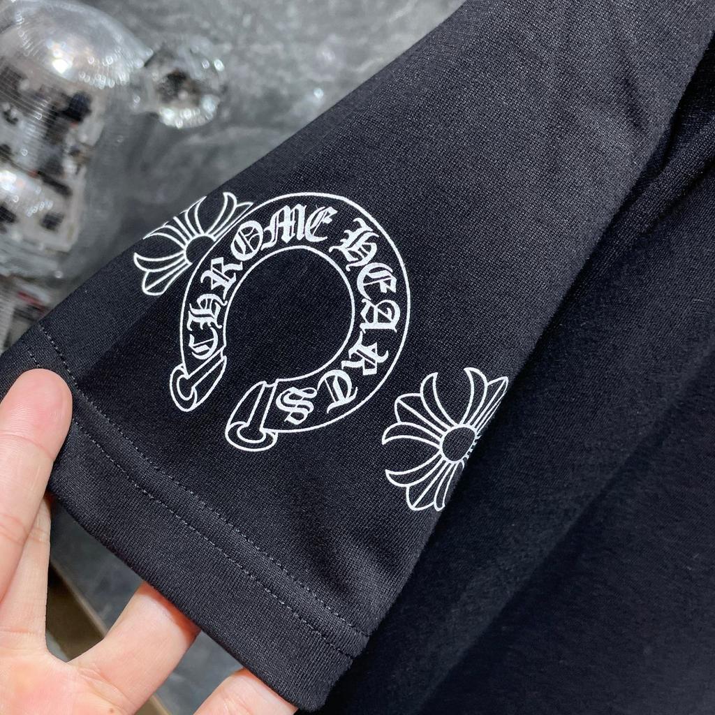 8555 CHROME HEARTS 2025 Sommer Neue Hochwertige Baumwolle Rundhals Lose Große Größe männer und frauen T-shirt Paar t-shirt