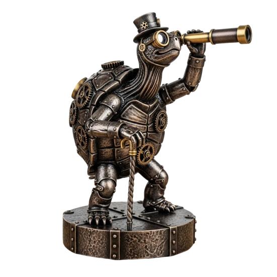 Steampunk Animal Explorer Statue Vintage Animal Desk Figurine Animal Sculpture with Gear