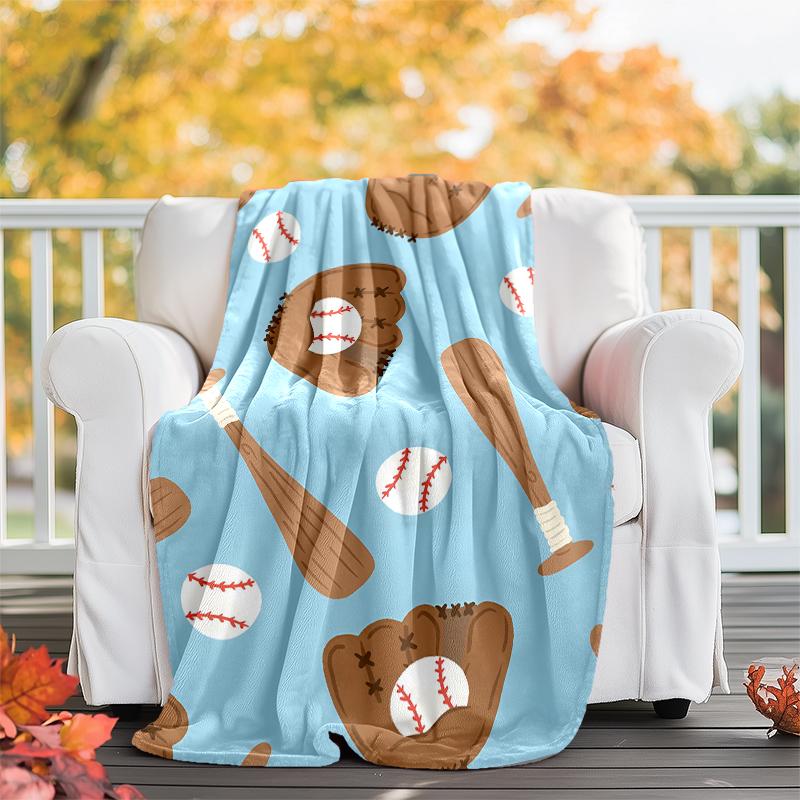 Baseball Theme Printed Blanket - Perfect for Couch, Bed, Travel & Outdoor Use | Machine Washable, Cozy & Durable.