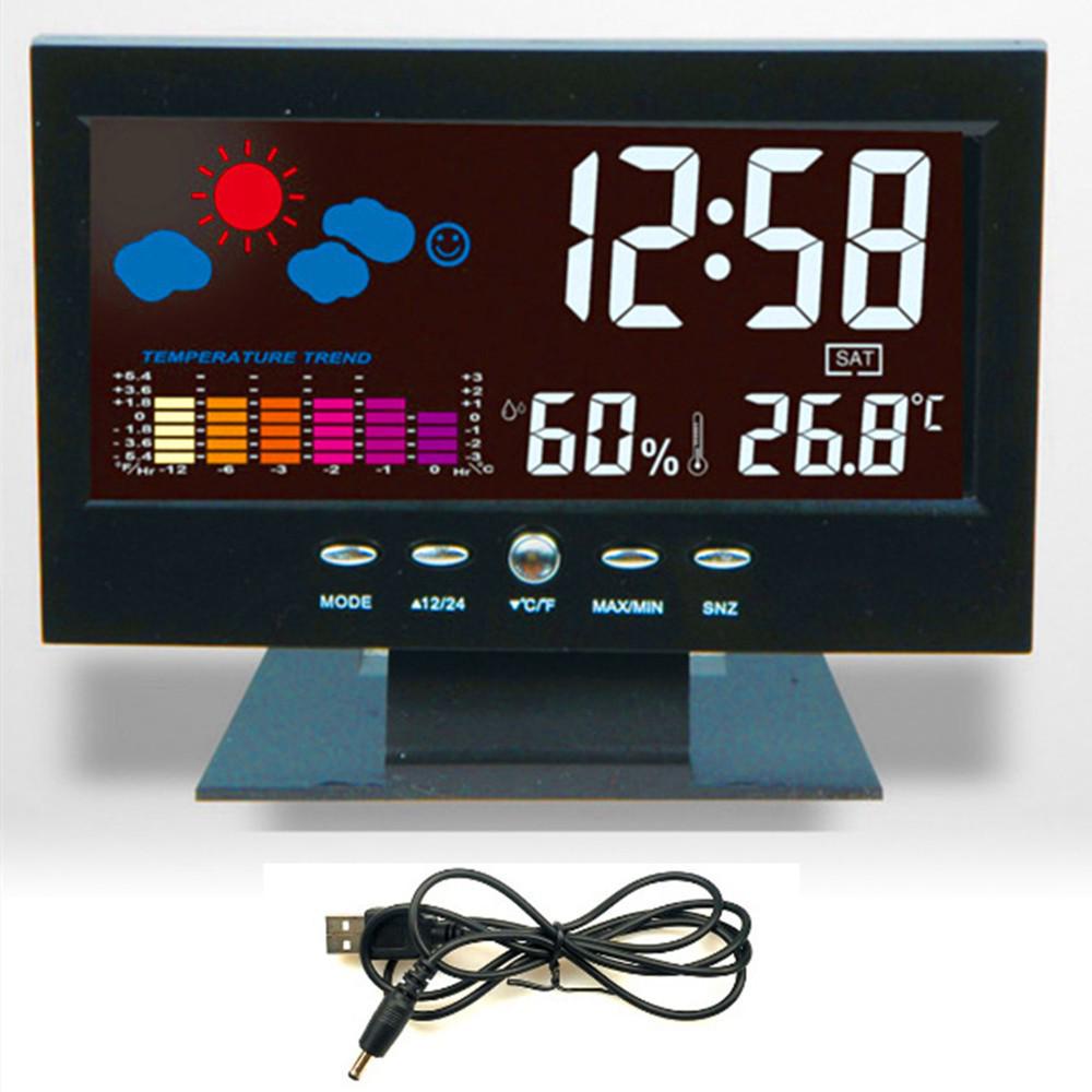 Weather Clock 8082T: Color Screen Display, Voice-Controlled Temperature & Humidity Alarm Clock