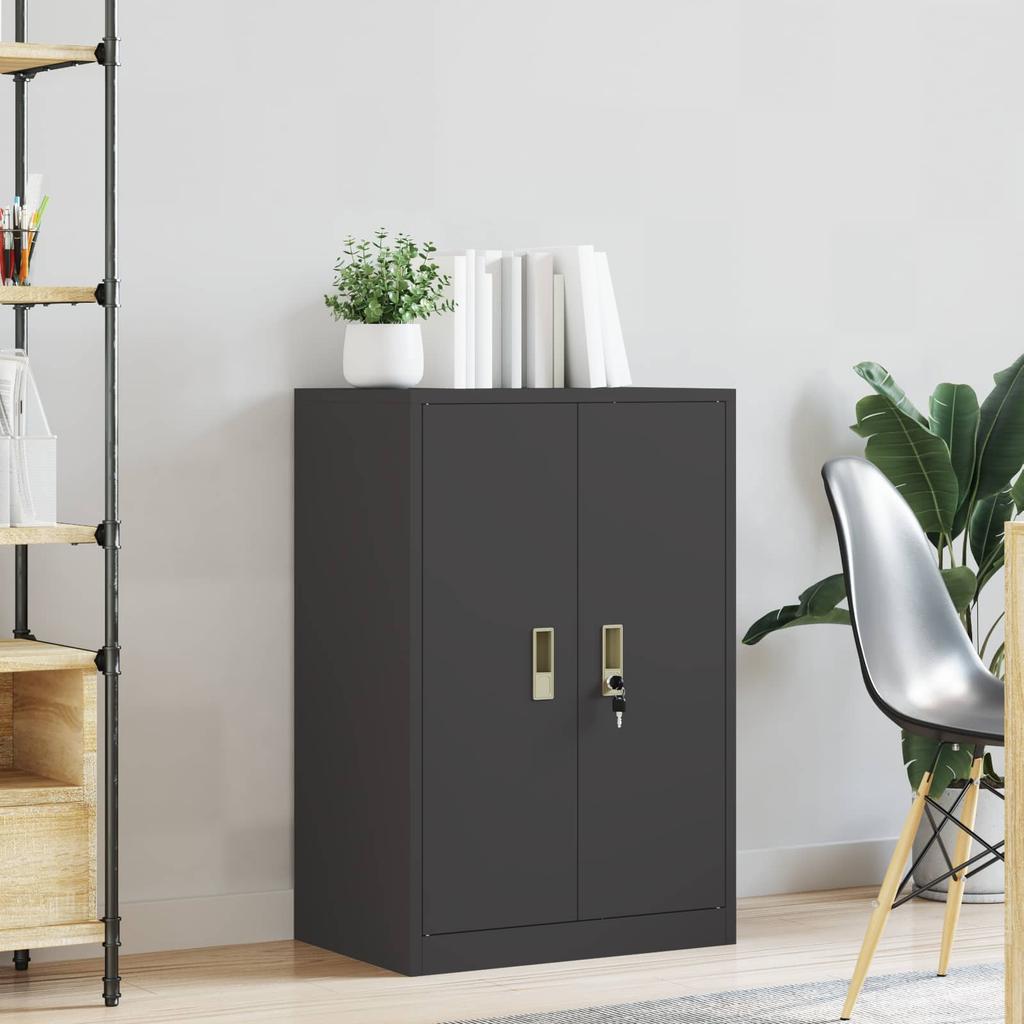 Storage Cabinet Black 60 X 40 X 90 Cm Steel