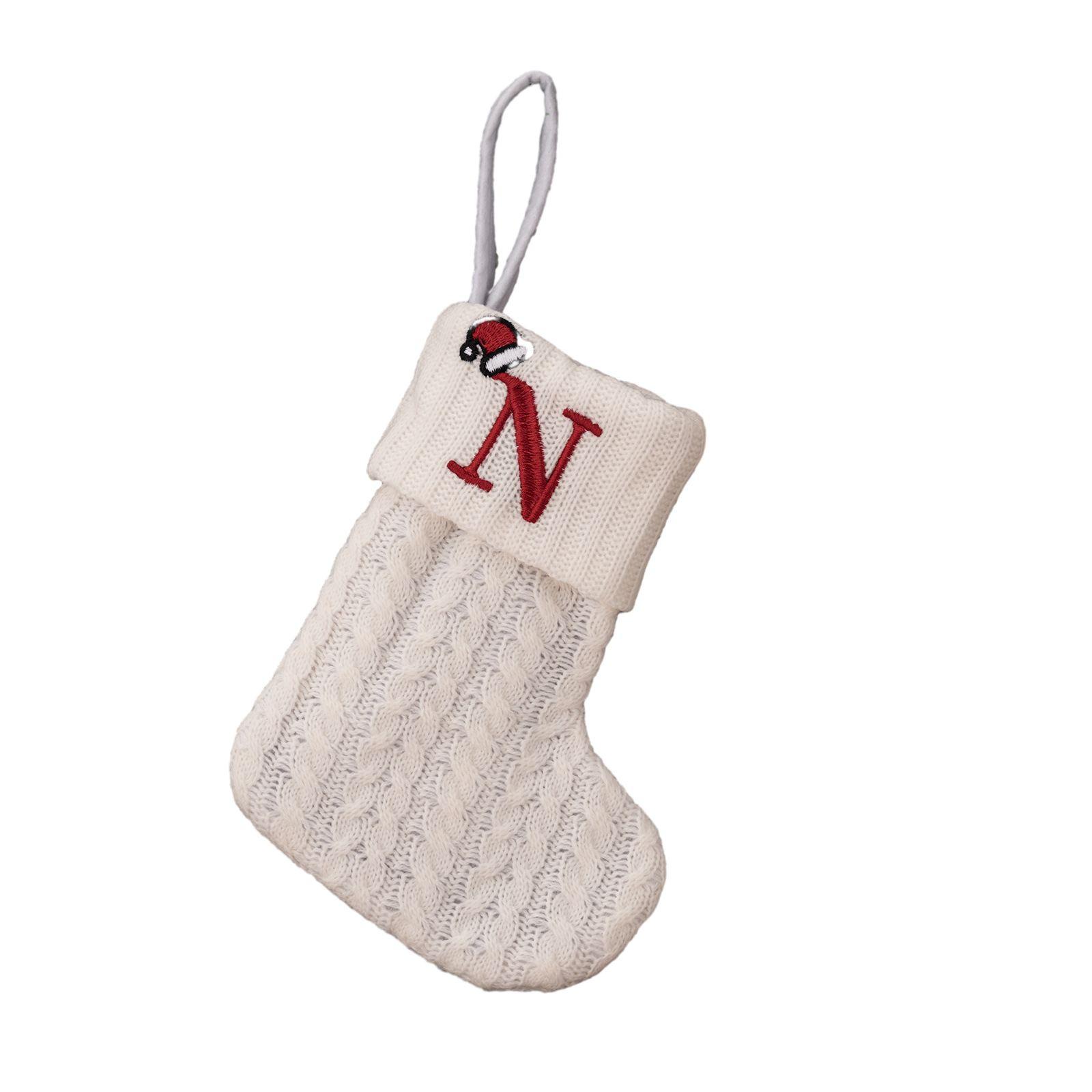 

20*10cm Christmas Stocking Alphabet Beautiful Decoration Knitted N