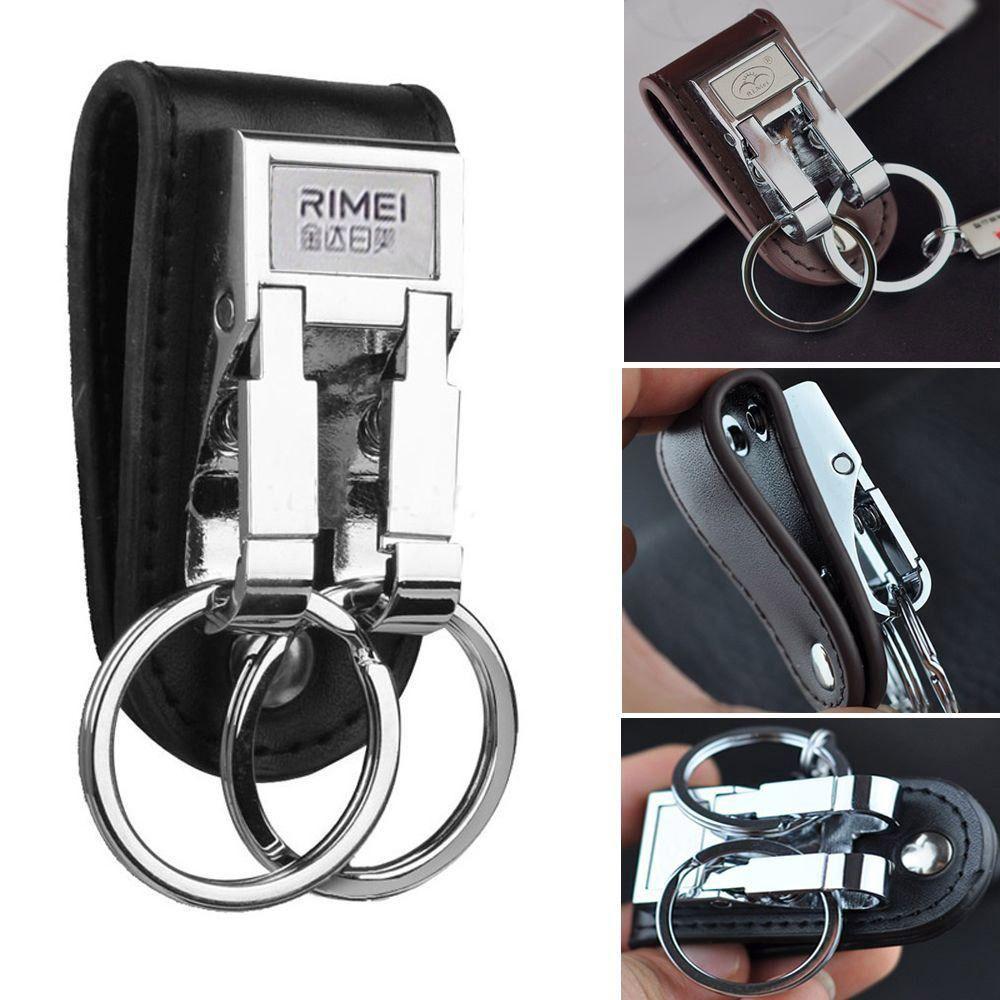 Detachable Belt Buckle Clip Stainless Steel Key Chain Keychain Key Ring Holder 2 Loops