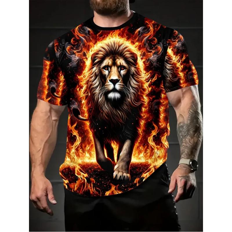 Fashion Men's Crew Neck Short Sleeve 3D Casual Color Printing Casual Short Sleeve Crew Neck T-Shirt