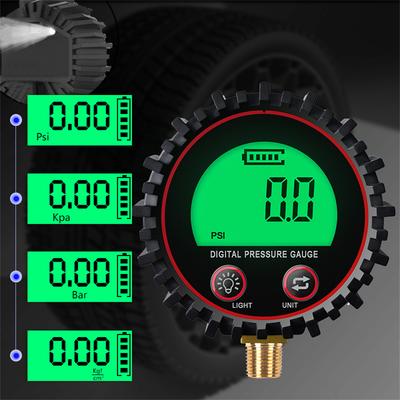 255PSI Digitaler Gasdruckmesser Genauigkeit 1% mit M11 1/4 1/8NPT Schraubanschluss Gummischutz für Auto LKW