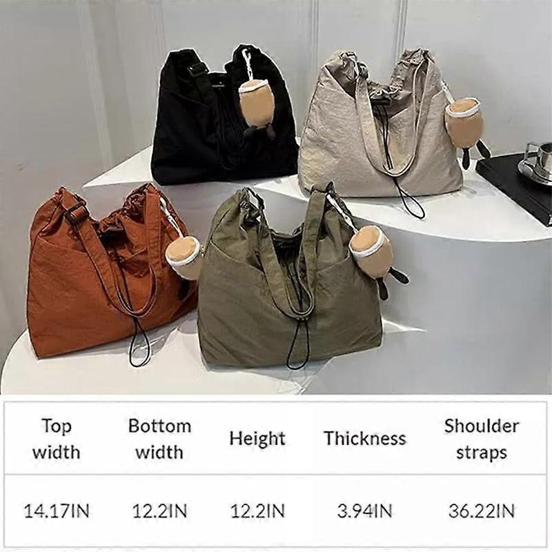 2024 New Large Capacity Waterproof Nylon Drawstring Pleated Shoulder Bag For Travel and Leisure