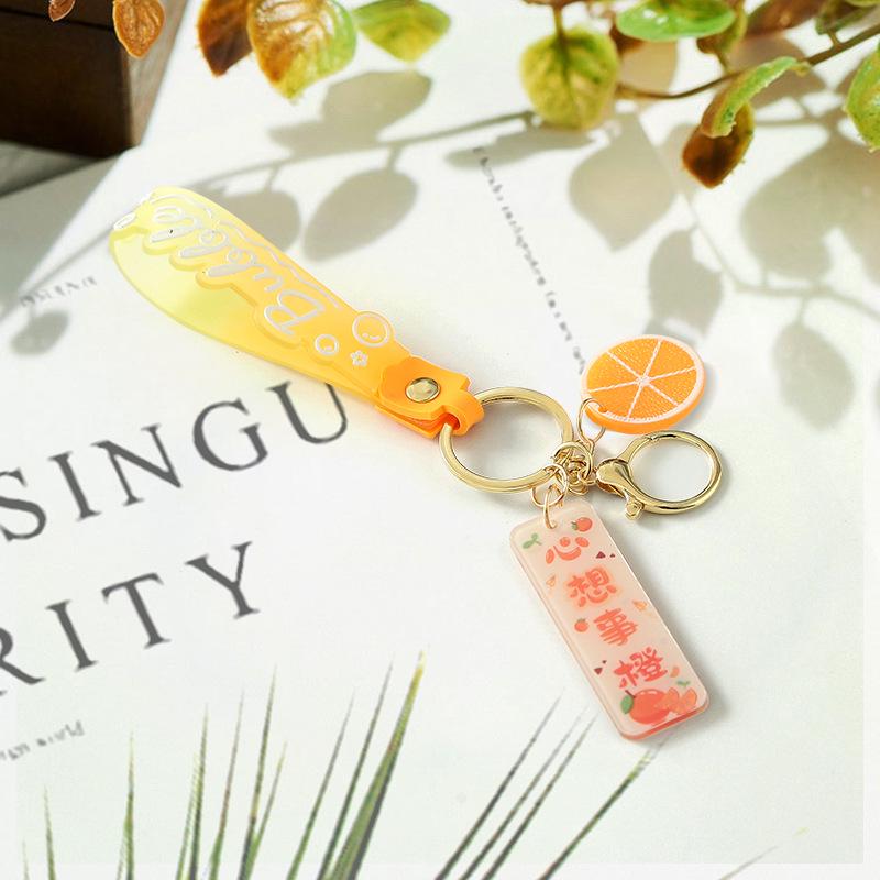 Translucent Wish Bracelet with Fruit Pendant and Versatile PVC Keychain Lanyard