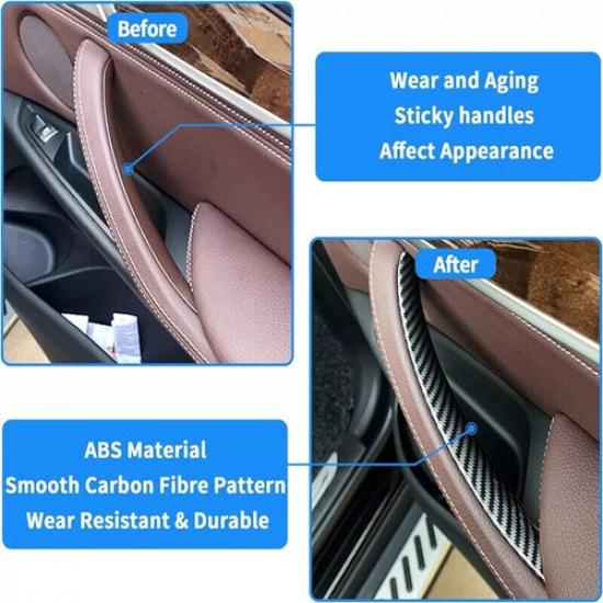 

3PCS For BMW X5 X6 E70 E71 ABS Carbon Fiber Inner Door Handle Pull Cover Case