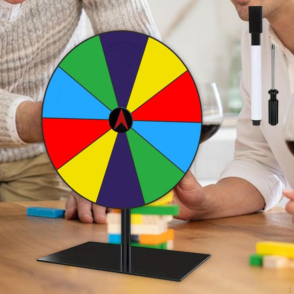 Colored Rotating Prize Wheel Desktop Raffle Rotator with Stand Erase Marker Editable Reusable