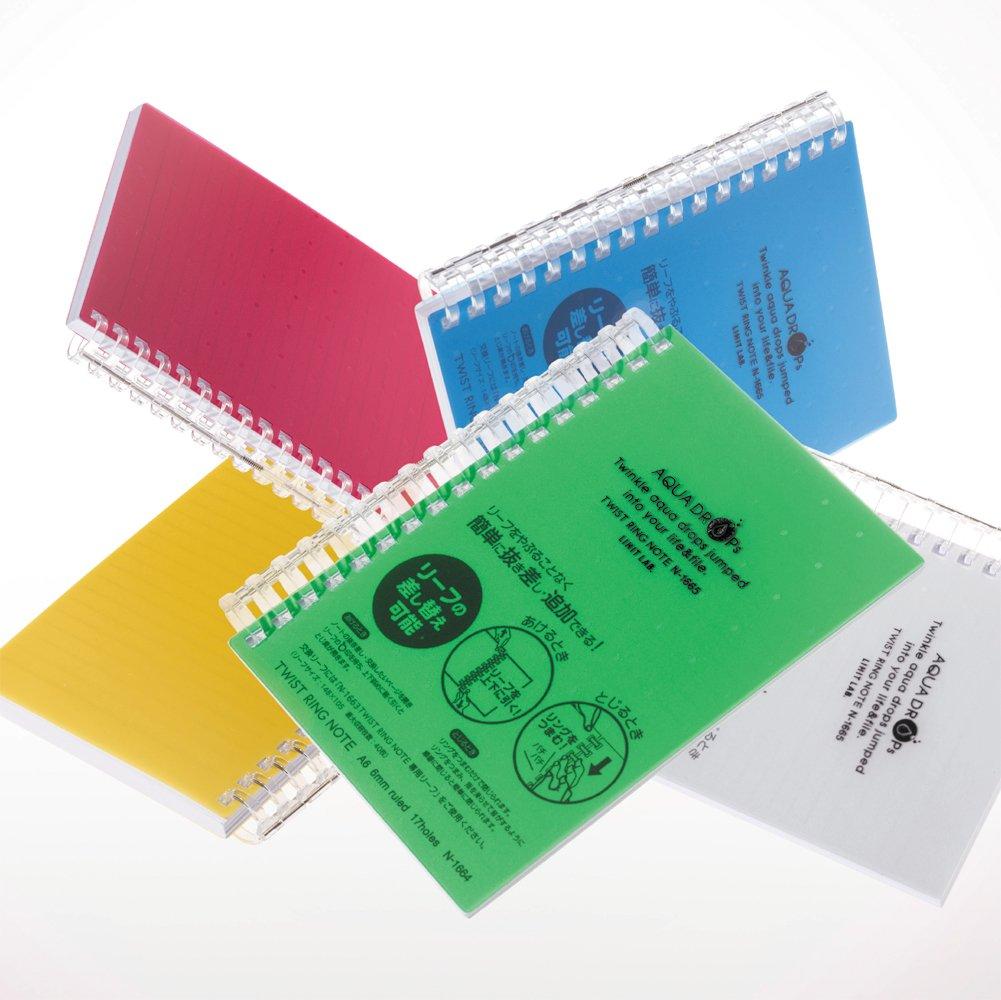 LIHIT LAB Twist 70 Pack of Notebook, A6, 17-Hole, Sheets, Blue, 10, N1665-8_10