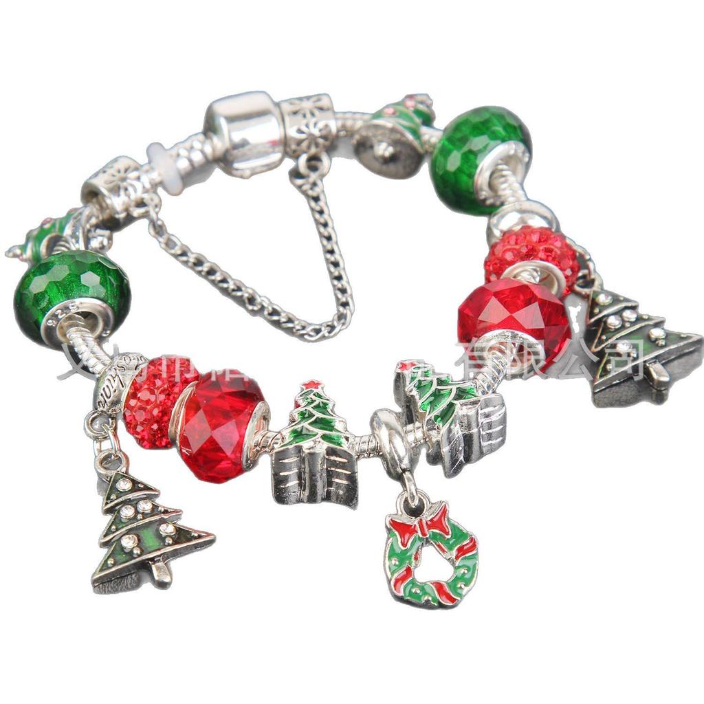 Damen Europäischer Stil Roter Kristall Weihnachtsarmband - Pandora Inspiriert Perlen DIY Schmuck