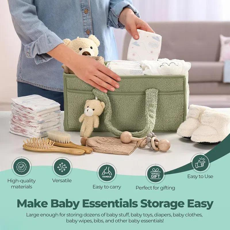 Felt Baby Diaper Caddy Organizer Bag Baby Diaper Bag Baby Shower Gift Nursery Storage Basket
