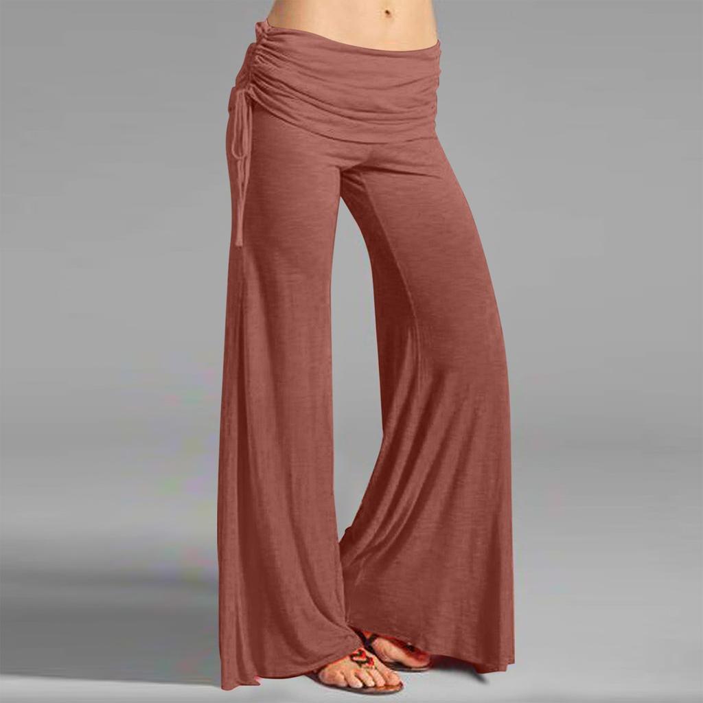 Pantaloni evazați cu șnur ocazional de culoare uni gradient de modă pentru femei Pantaloni largi