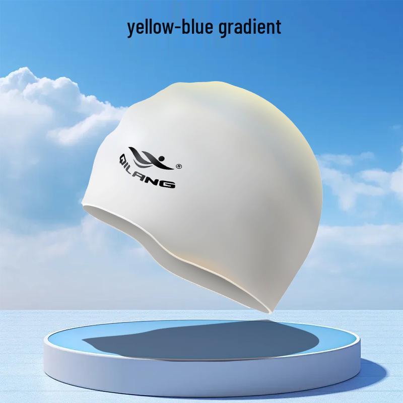 Qilang Waterproof Silicone Swim Cap for Adults & Kids - 50g, Long Hair Compatible, Custom Logo Available