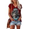 Vrouwen T-shirt Lone Wolf Grafisch 3D Geprint Y2k Mode Elegantie Vintage Korte Mouw Elegant Casual Comfortabel Polyester