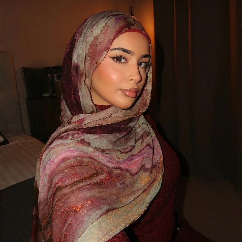 2026 Design Printed Hijabs Premium Watercolor Women Headscarf Soft Scarf Shawl Suitable For Daily Abaya Accessories Women Veil
