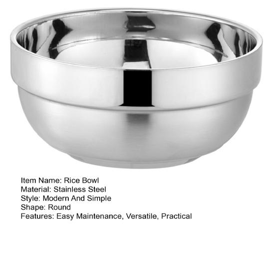 Stainless Steel Bowls Double-Wall Insulated Bowl Large Capacity Deep Mixing Bowl for Soup Cereal Salad Noodles Rice