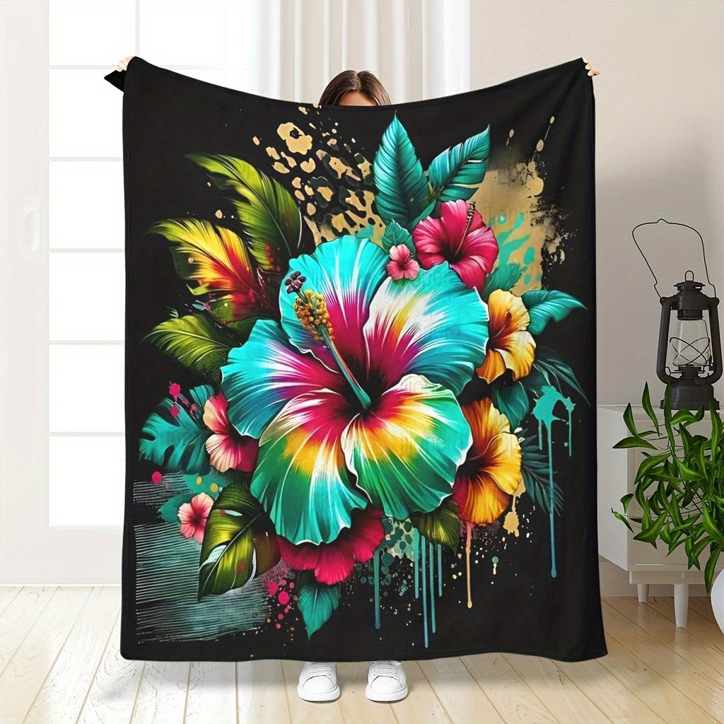 Floral Patterns Art Print Throw Blanket - Elegant Botanical Garden Cozy Soft Accent for Sofa Bed Office Travel Gift