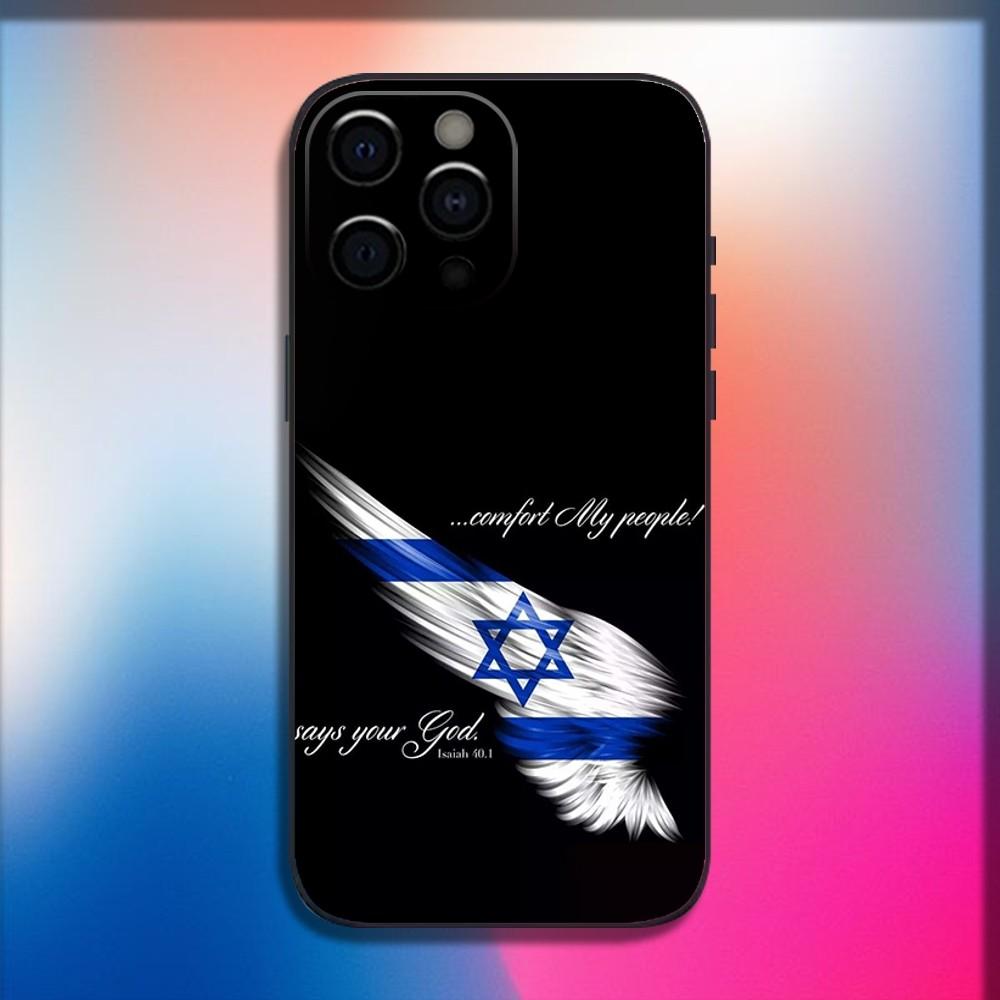 I-Israel Flag Emblem Phone Case For iPhone 16,15,14,13,12,11,Pro,X,XS,Max,XR,Plus,Mini Soft Black Cover