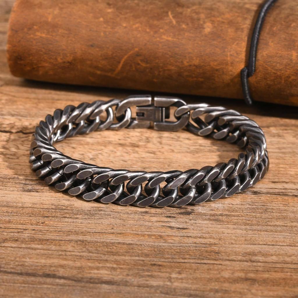 Stainless Steel Jewelry Thick Heavy Cuban Chain Men Bracelets Wristband For Dad Boyfriend Valentine's Day Gift