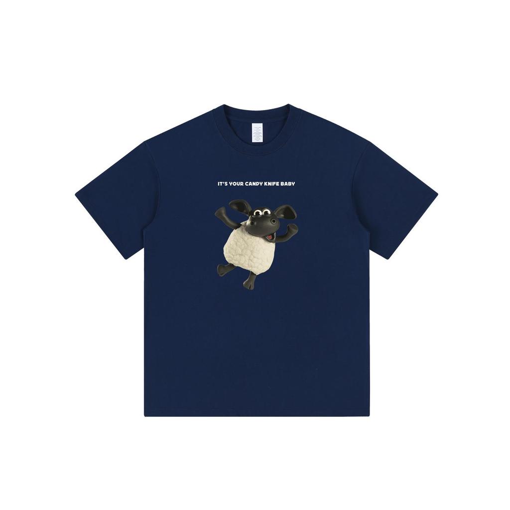 Trendy Oversized Cartoon Lamb Print Unisex T-Shirt - Round Neck, Short Sleeve