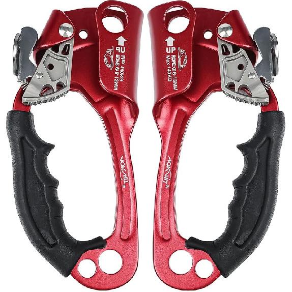 Hand Ascender High strength aluminum Alloy Climbing Ascender with Ergonomic Rubber Handle Strong Rappelling Gear Equipment for Rock Climbing Tree
