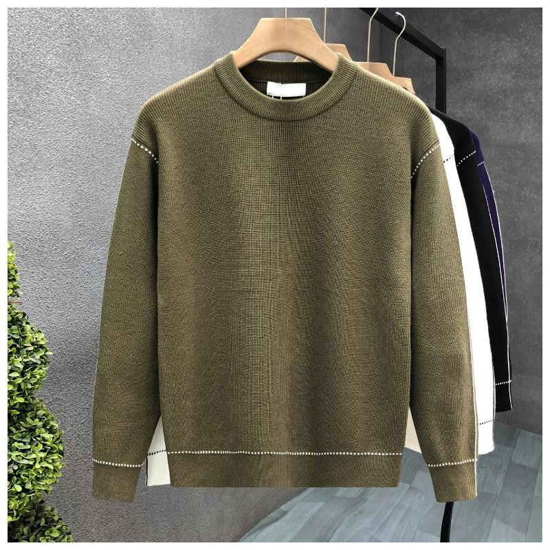 Herfst Winter Ronde Hals Patchwork Eenvoudig Alles-match Pullover Trui Mannelijk Losse Casual Gebreide Top Mannen