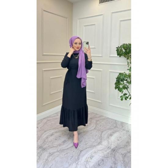 Rochie hijab cu curea detaliată cu fustă de damă