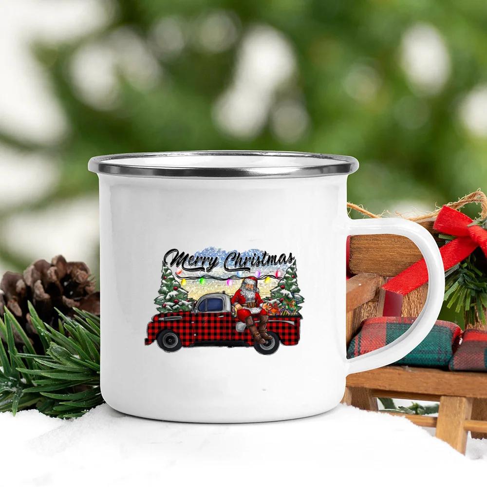It's The Most Time Wonderful of Year Print Coffee Cup Christmas Party Drinks Hot Cocoa Mug Kids Chocolate Enamel Mugs Xmas Gifts