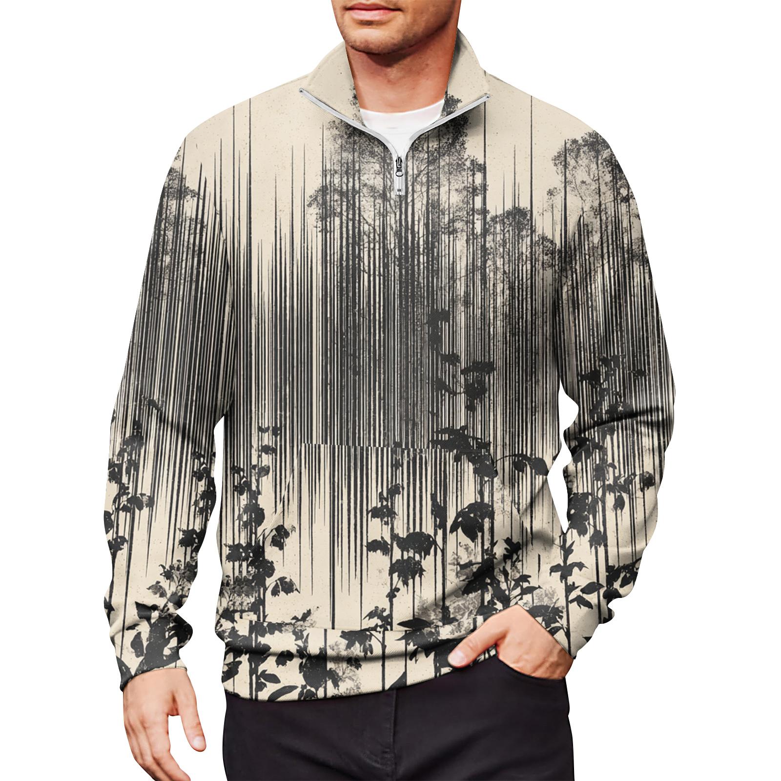 

Мужской свободный повседневный свитшот на молнии 1/4, модный топ с длинным рукавом и принтом, с карманами L