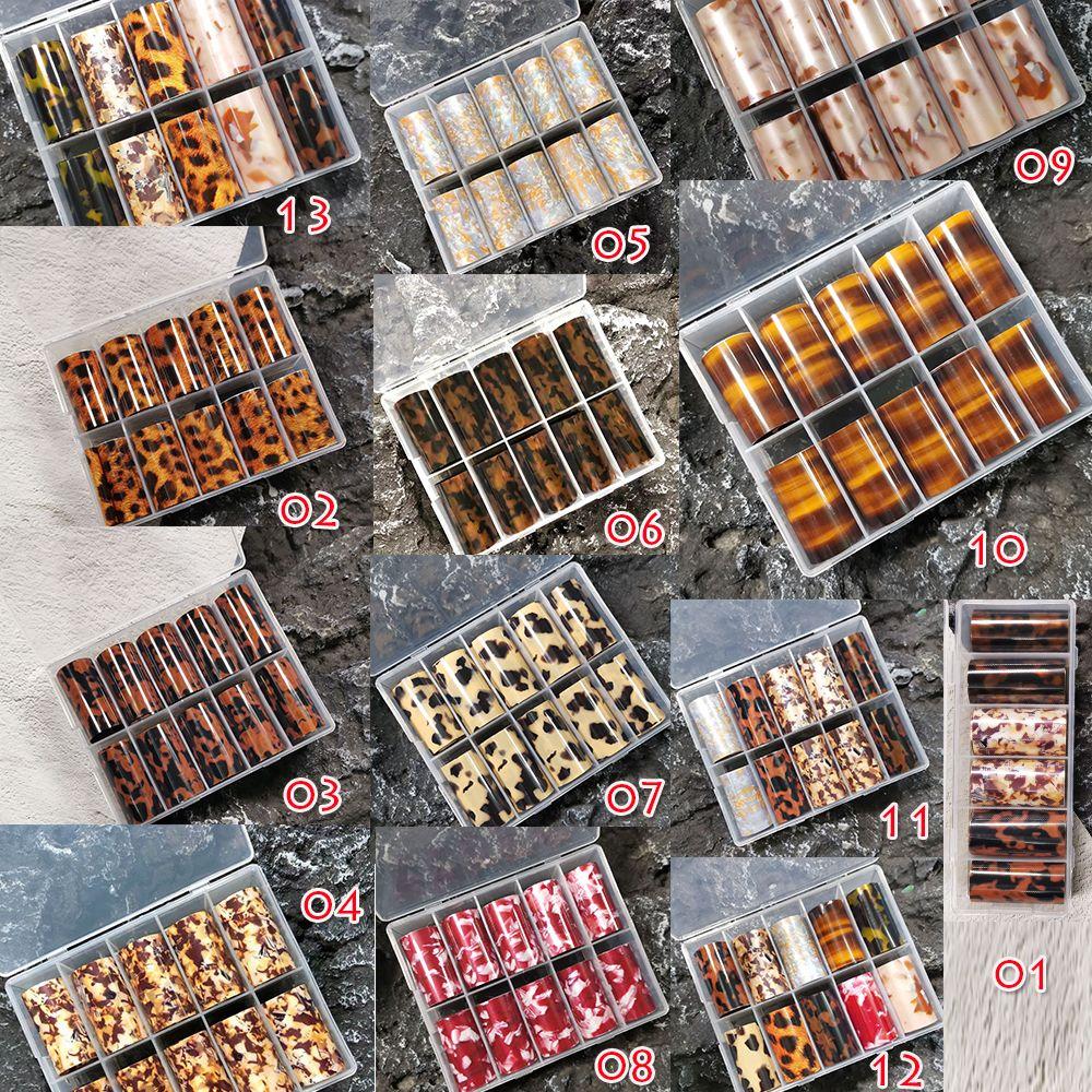 Winter Starry Sky Autumn Leopard Stickers Nail Foil Tortoiseshell Amber