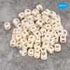 200pcs 10mm DIY Jewelry Beads Letter Printed White Cube Wooden Craft Beads