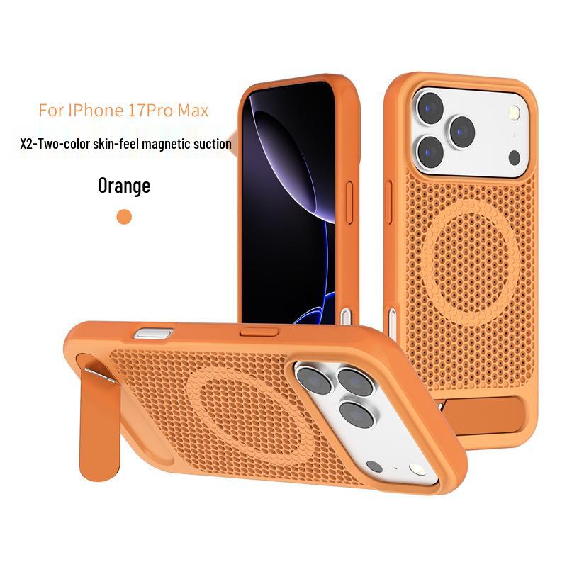 iPhone 18 Pro Max Magnetic Flip Stand Phone Case with Honeycomb Heat Dissipation