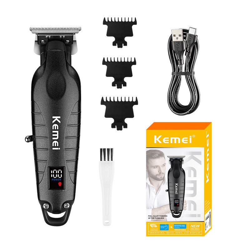 Upgraded LCD Kemei Electric Hair & Trimmer Clipper KM-2293 - USB Rechargeable for Precision Cutting