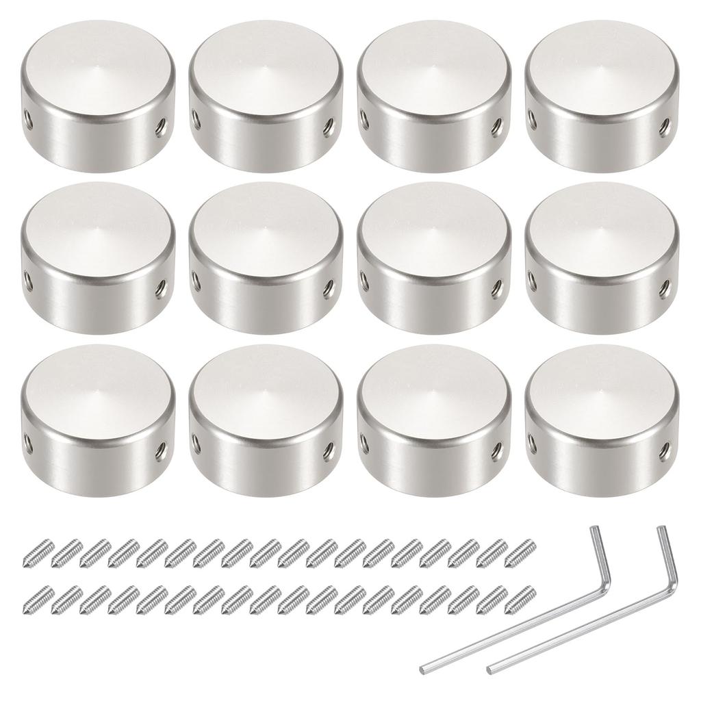 uxcell 12pcs Foot Switch Guitar Pedal Button Metal Foot Switch Top Covers for Inch Guitar Effect Pedal Silver Gray Toppers, Caps, 3/8 Buttons,