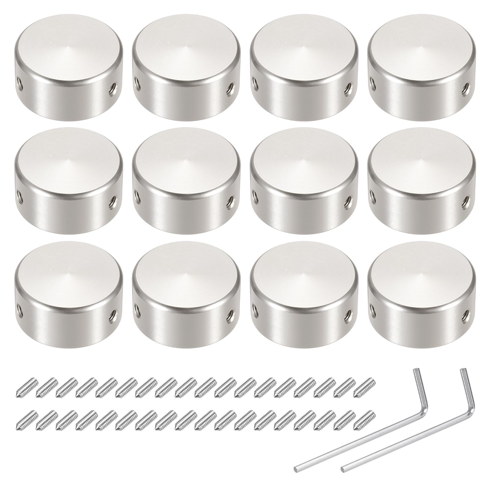 

uxcell 12pcs Foot Switch Guitar Pedal Button Metal Foot Switch Top Covers for Inch Guitar Effect Pedal Silver Gray Toppers, Caps, 3/8 Buttons,