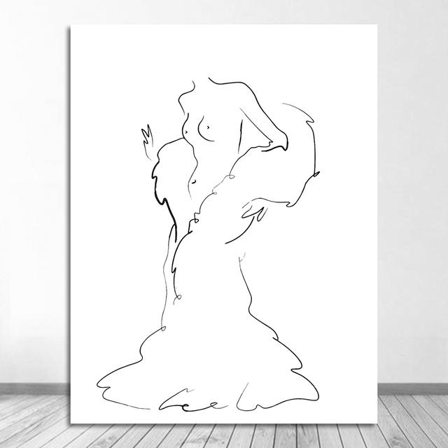 Line Couple English Combination Home Decoration Nordic Canvas Painting Mural Living Room Posters Modern Abstract Black and White