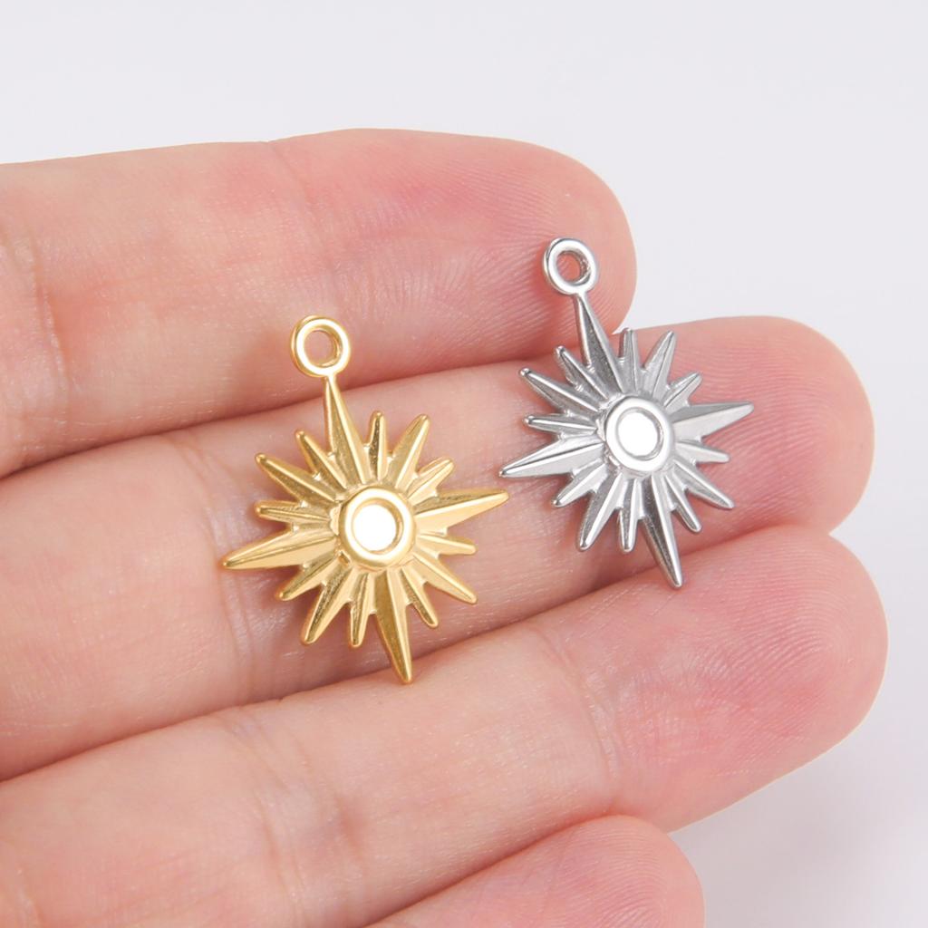 Teamer 5pcs North Star Sun Stainless Steel Charms for Jewelry Fashion Mini Pendant Charm DIY Jewelry Making Supplies wholesale